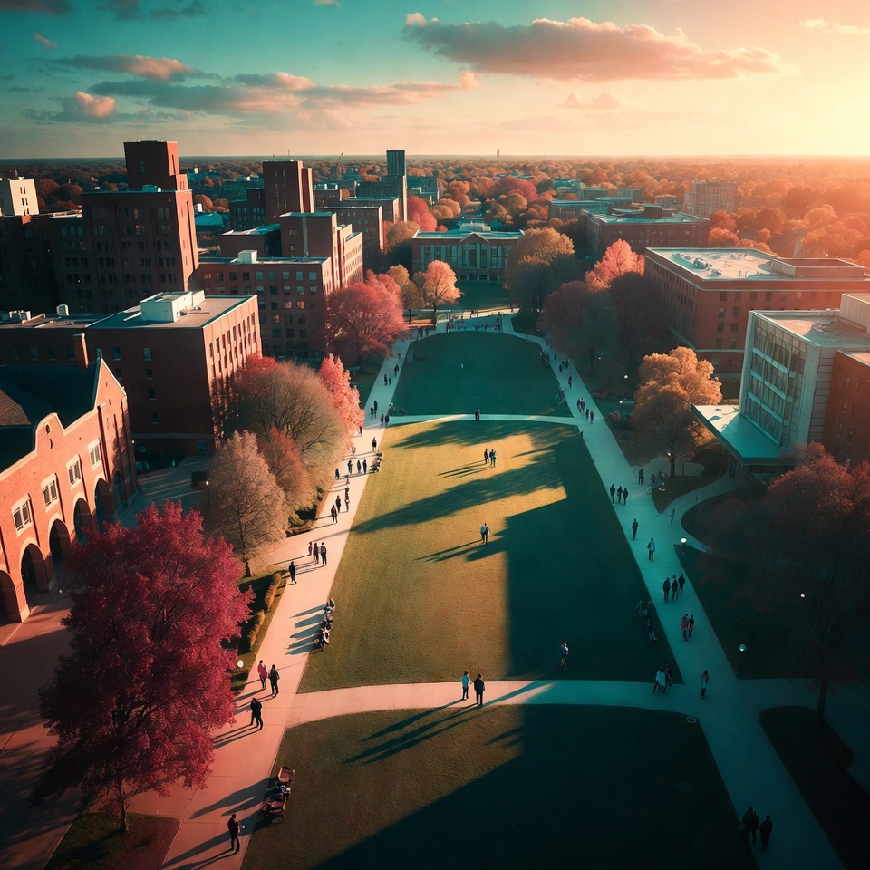 University campus aerial view